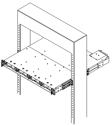 Figures showing rackmounted telco array with chassis ears and bezels removed. 