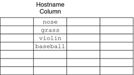 Diagram shows hostname column with entries