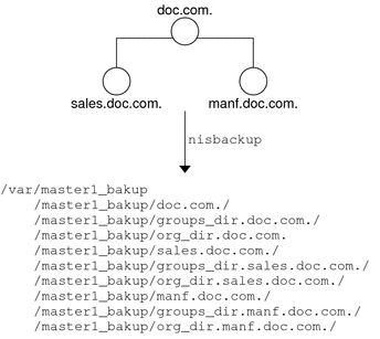 Diagram shows example directories created by nisbackup