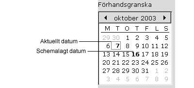 Typiskt f&amp;amp;amp;ouml;rhandsgranskningsavsnitt. Bildtexter: Aktuellt datum, bokat datum 