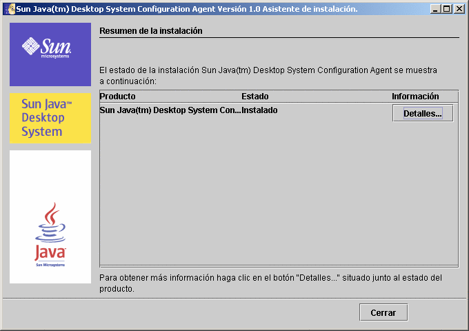 Resumen de la instalación