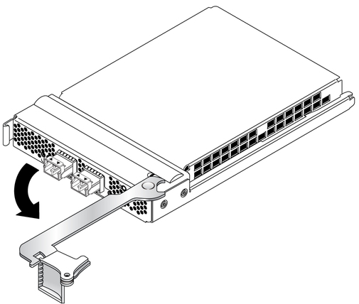 Illustration of opening the latch on the ExpressModule.