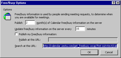 Outlook Free/Busy Options Dialog Box