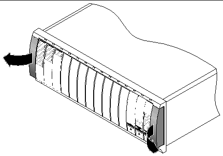 Figure showing the outward motion used to remove end caps from the tray. 