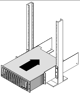 Figure showing the positioning and placement of the array at the bottom of the 2-post rack