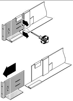 Figure showing removal of the rail extension from the mounting rail.