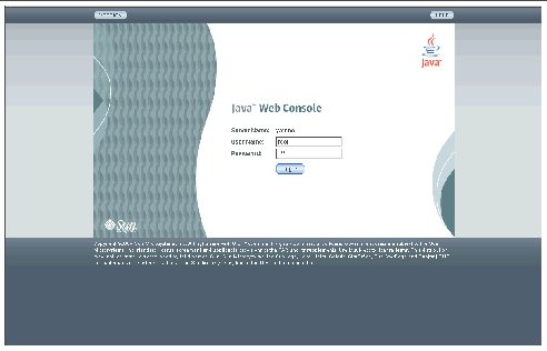 Screen capture of the Sun Web Console login page.