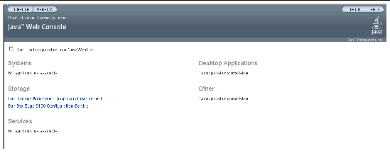 Screen capture showing the Sun Web Console page.