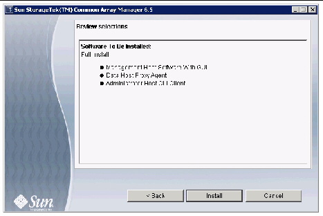Screen capture shows the installation details that you selected.