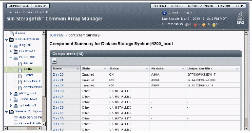 Screen capture showing the Component Summary page.