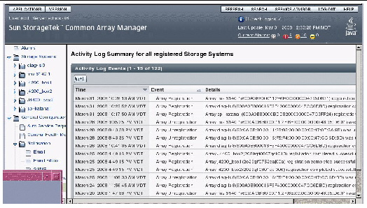 Screen capture showing the Activity Log Summary page.