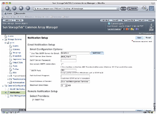 The Email Fault Notification Setup screen is where you specify SMTP servers and recipients of email notification.