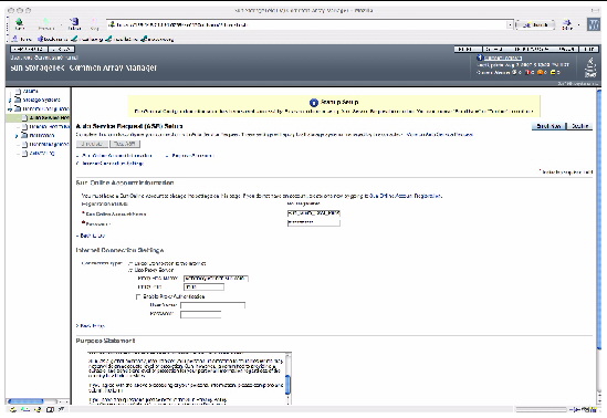 Screenshot of the Auto Service Request Setup Page.
