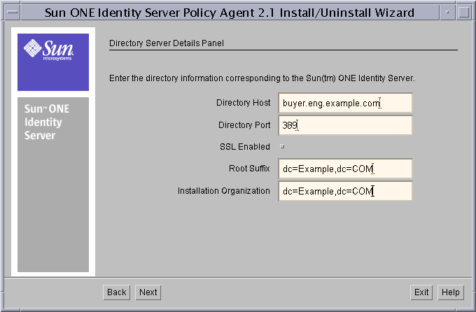 This is the Directory Server Details screen.