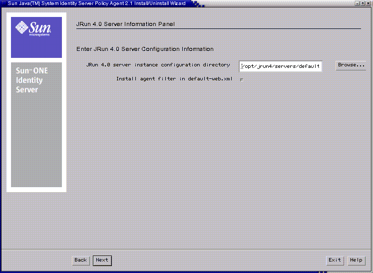 JRun Server 4.0 Information panel
