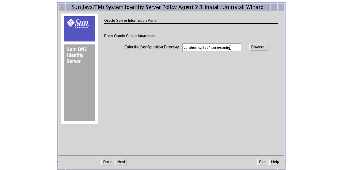This is the Oracle Server Information screen