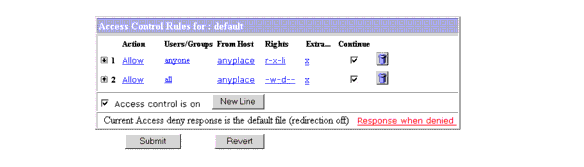 This screen capture shows the ACL rules. 