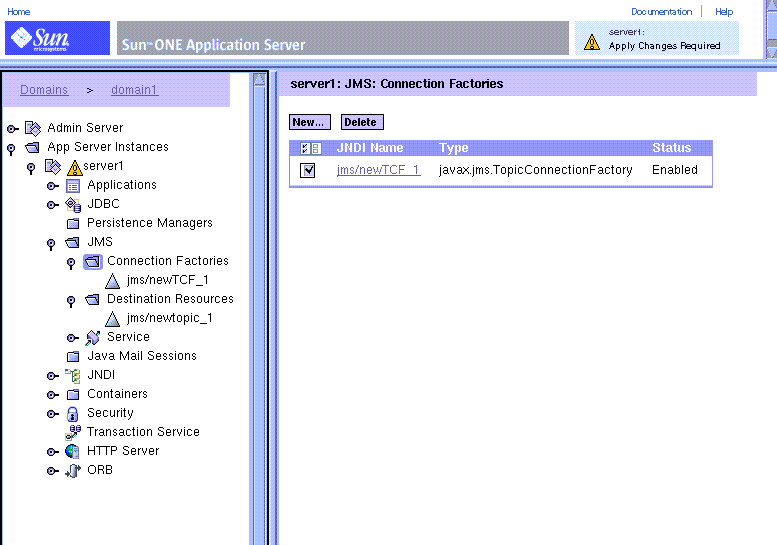  Application Server window showing dialog box used to delete administered objects. Screen  is explained in text.