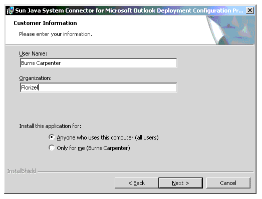 InstallShield Wizard: Customer Information