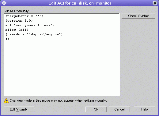 The manual editor lets you adjust ACIs.