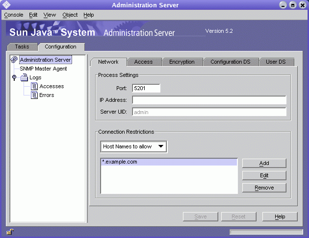 You may configure network settings through the interface.