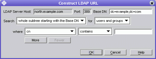 You can use this dialog box to define the LDAP URL.