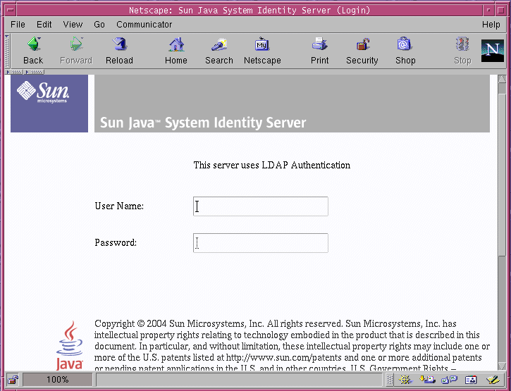 Screenshot of default LDAP Authentication User Interface.