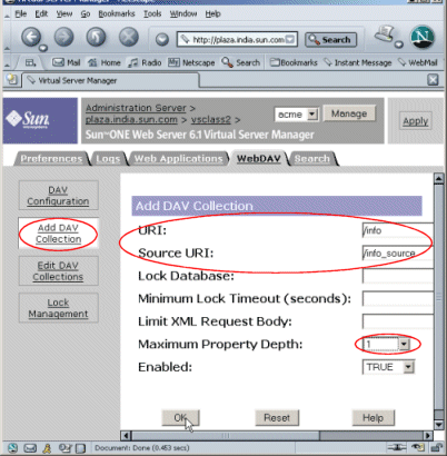 Figure showing the Add WebDAV Collection page.
