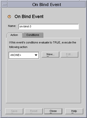 On Bind Event Actions window.