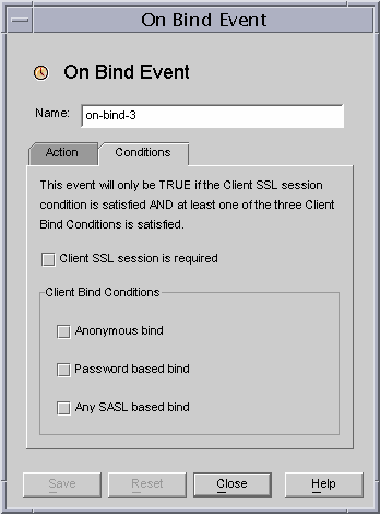 On Bind Event Conditions window.
