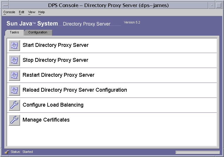 Directory Proxy Server Tasks tab.