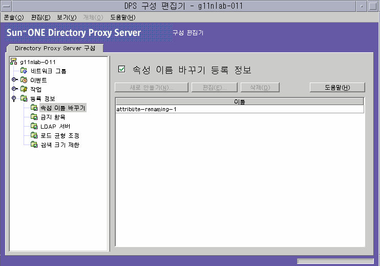 Directory Proxy Server ���� ������ �Ӽ� �̸� �ٲٱ� ��� ���� â