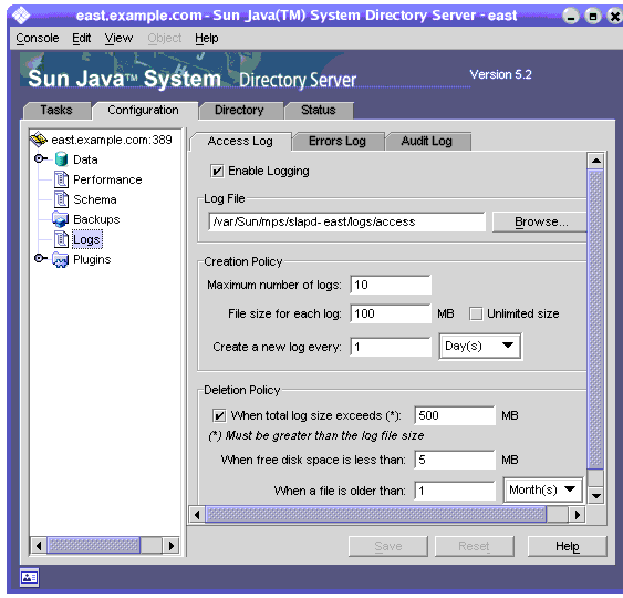 Directory Server �ܼ��� �ֻ�' ���� �ǿ��� �α� ����� �α� ���� ��ȯ ��Ʈ��; ǥ���ϴ� ȭ�� ĸó