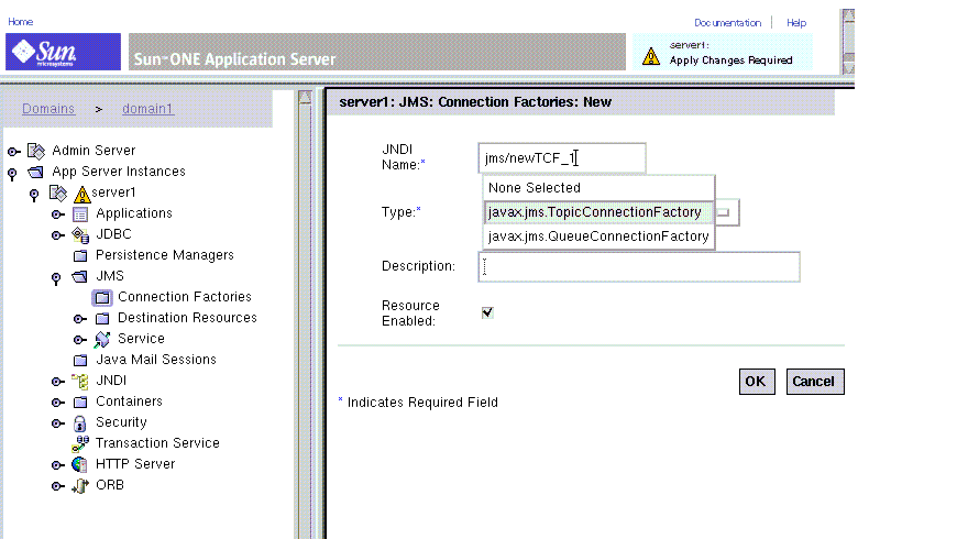 [Application Server] ����� [JMS Connection Factory] ��ܤ��C���ù�ϥΤ�r�覡�i����!C
