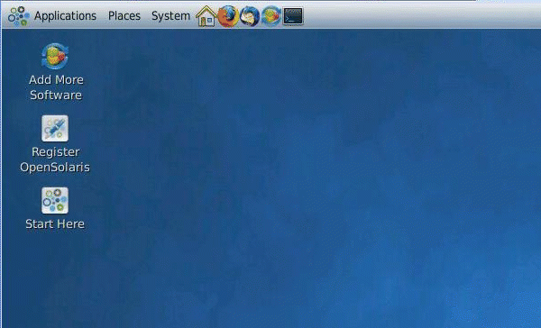 Graphic showing OpenSolaris desktop.