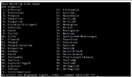 Graphic showing the Configure Keyboard Layout screen.