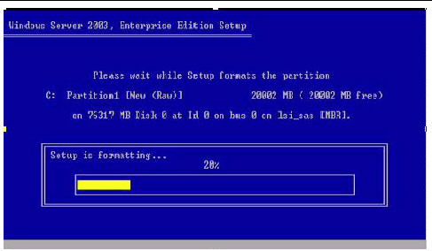 Graphic showing the Client Installation Wizard formatting message screen.