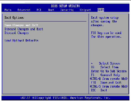 Graphic showing BIOS Setup Utility: Exit - Exit Options - Save Changes and Exit.