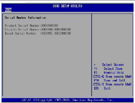 Graphic showing BIOS Setup Utility: Main - Serial Number information.