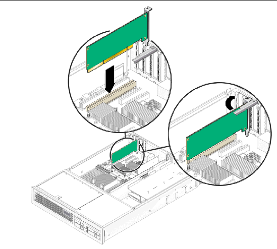 Figure shows installing the host adapter board into a PCI-X slot .