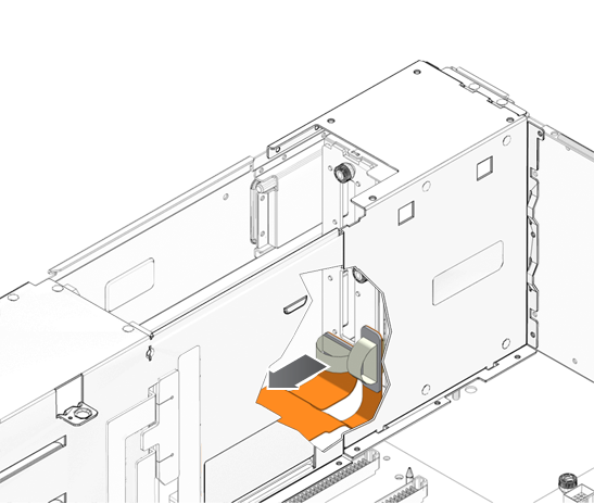 image:An illustration that shows how to disconnect the hard drive backplane flex cable.