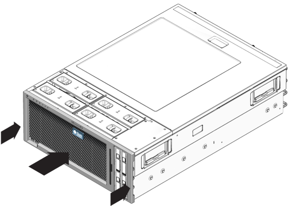 image:An illustration showing the installation of the front bezel.