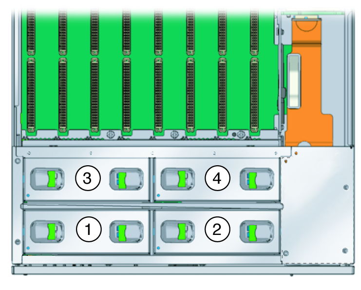 image:An illustration showing the designations for the fan tray.