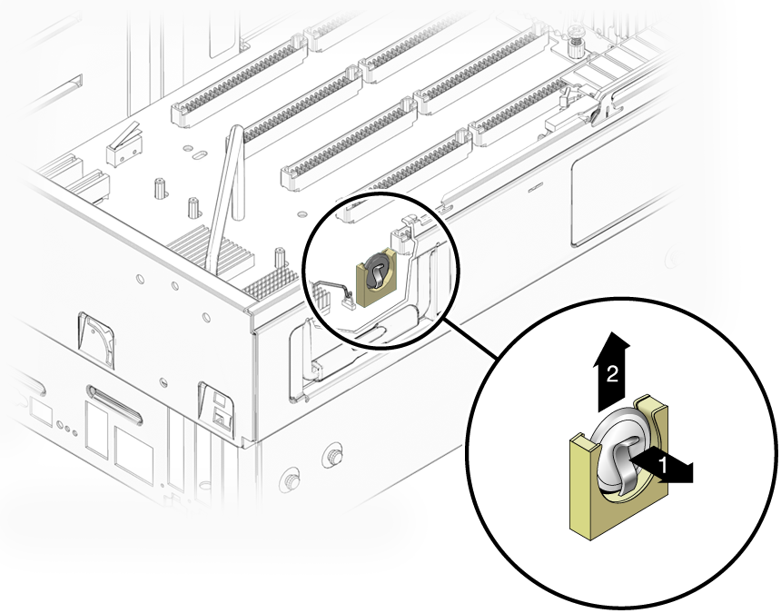 image:An illustration showing how to remove the system battery.