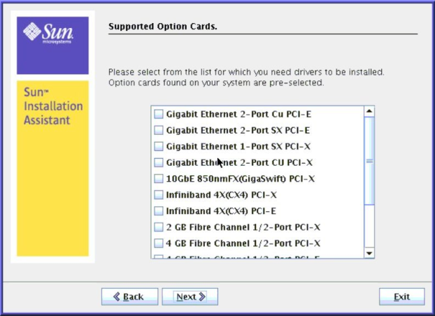 image:Graphic showing Supported Option Card screen.