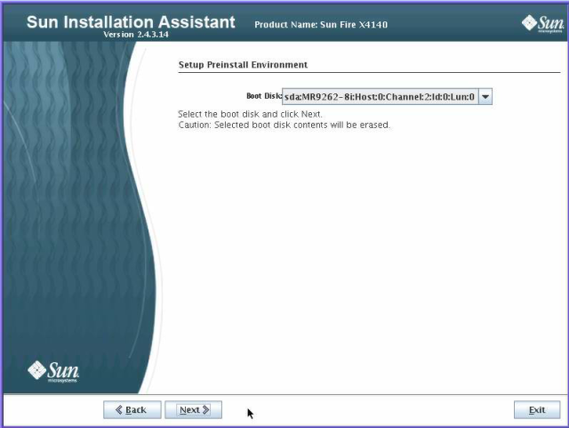 image:Graphic showing the Pre–installation environment setup screen.