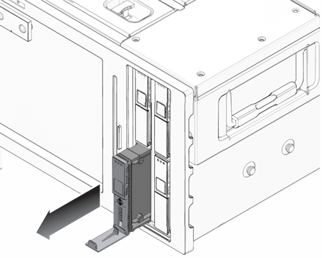 image:An illustration showing how to remove a hard drive from the server.
