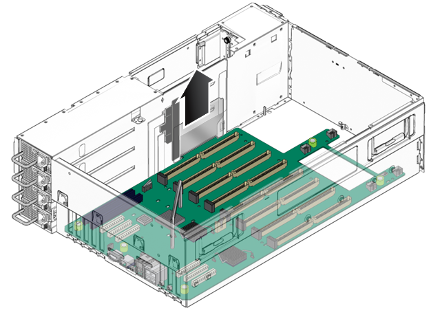 image:An illustration that shows how to slide up the small medal door in the chassis midwall.