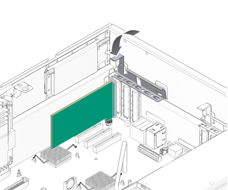 image:An illustration showing the installation of a PCI card.