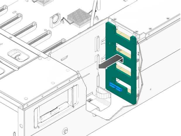 image:An illustration that shows how to remove the power distribution board from the server.